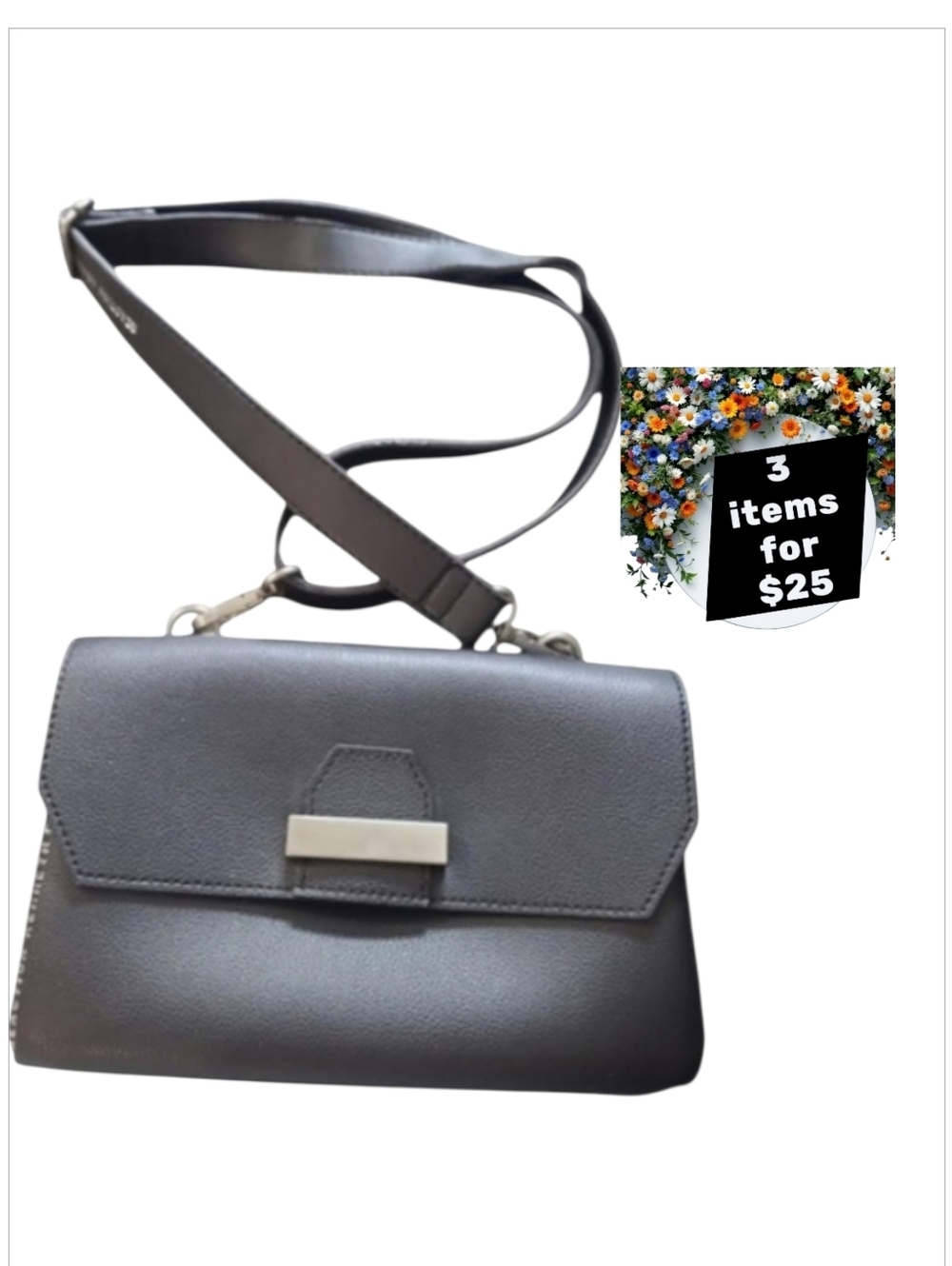 Kenneth Cole Black Vintage Crossbody Synthetic Leather Bag